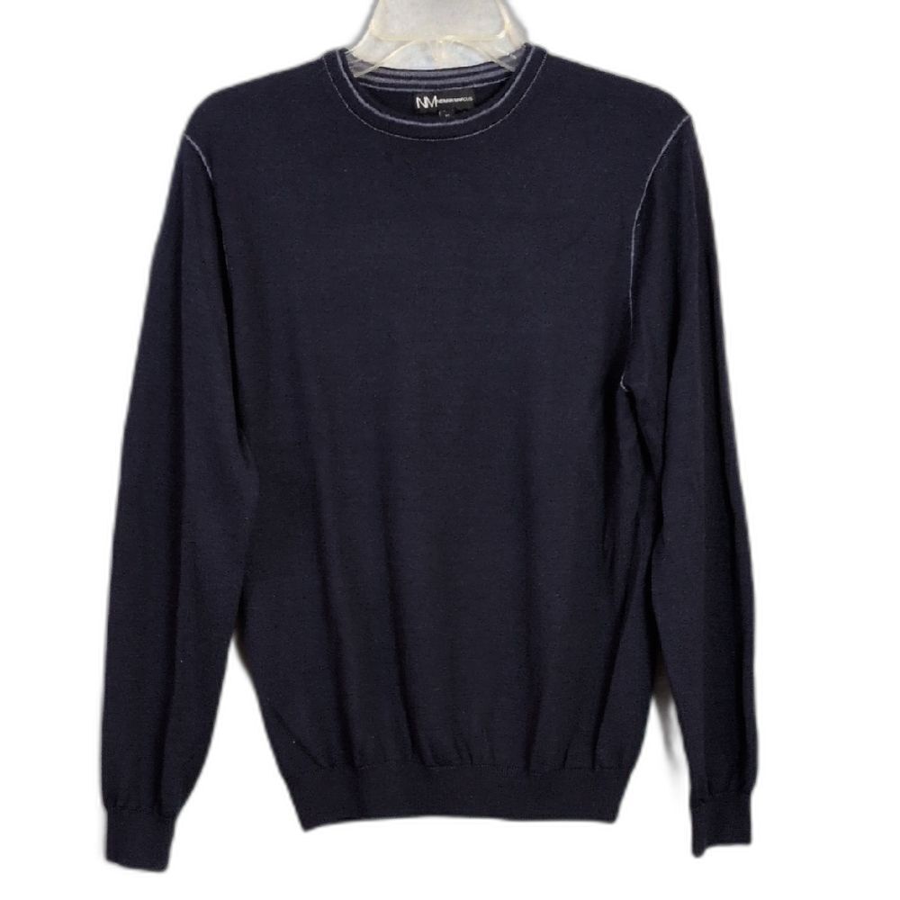 Neiman Marcus Merino Wool Blend Navy Sweater Mens M